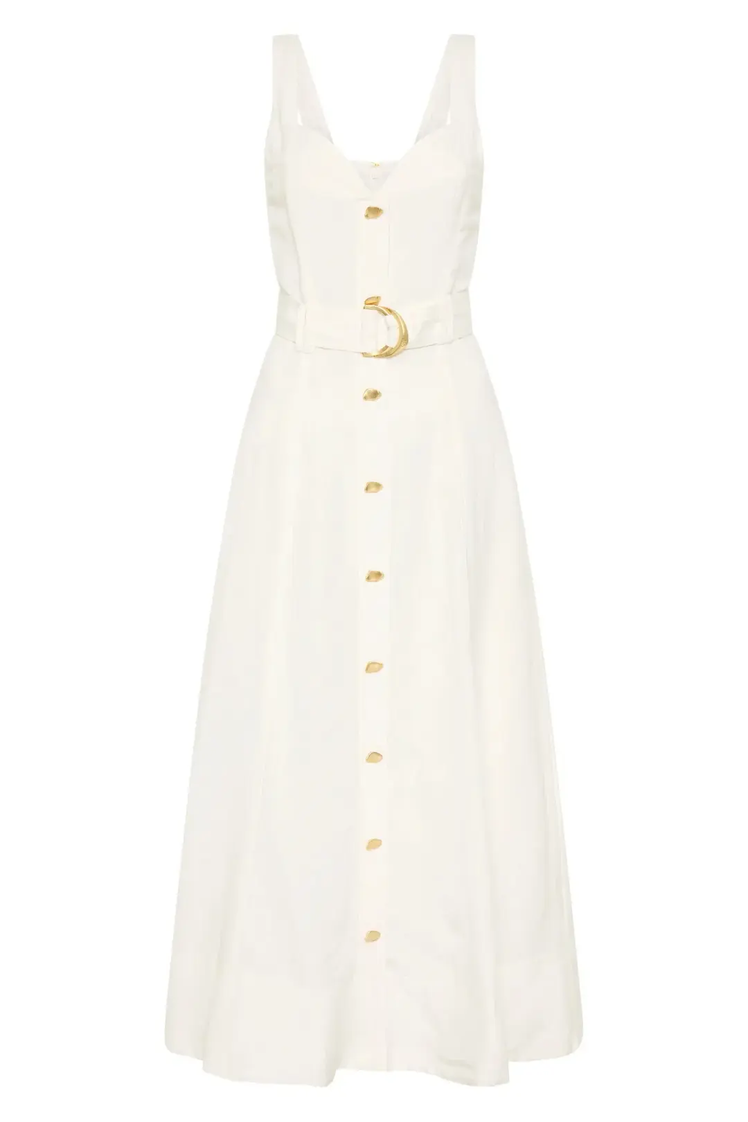 Aje Clay Belted Midi Dress Ivory White Size AU 10 for rent on The Volte - main image