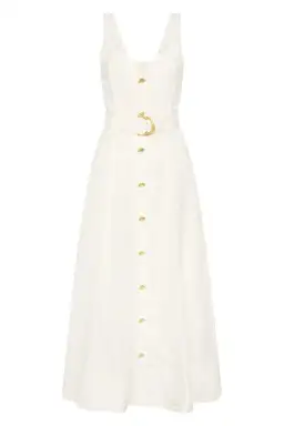 Aje Clay Belted Midi Dress Ivory White Size AU 10 for rent on The Volte - image 4
