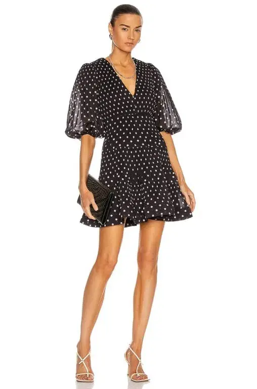 Zimmermann Pleated Long Sleeve Mini Dress Print Size 1/AU 10 for rent on The Volte - main image