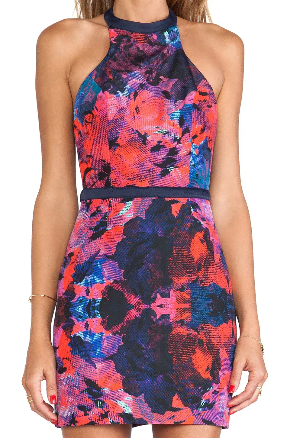 Finders Keepers Winters Song Dress mini Rose Print Navy size XS / Size AU 6 for rent on The Volte - main image