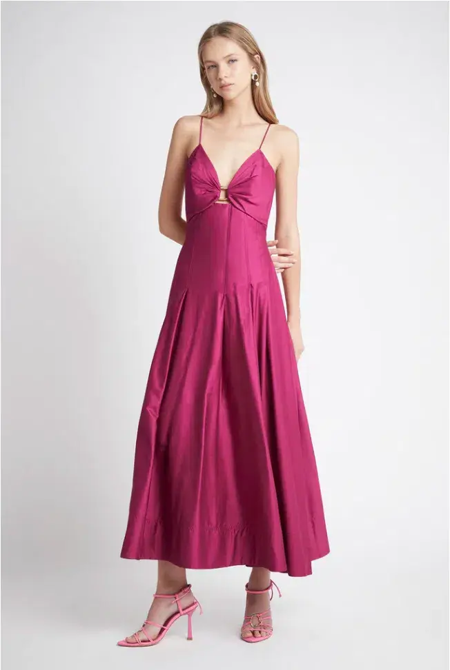 Aje Solstice Strappy Ring Midi Dress Fuschia Pink Size AU 6 for rent on The Volte - main image
