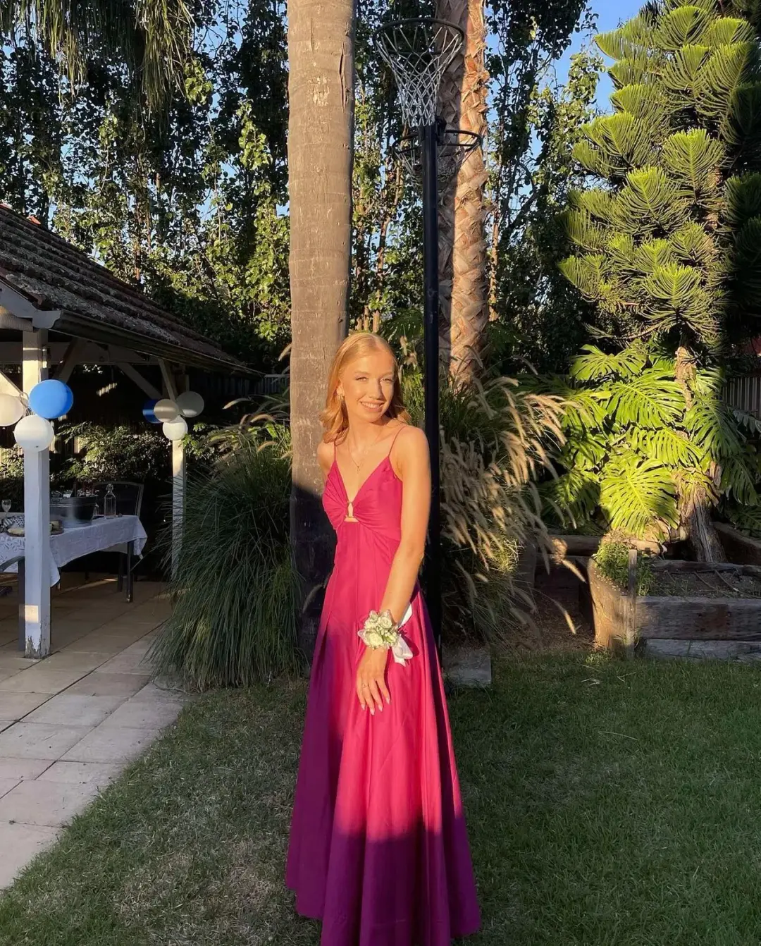 Aje Solstice Strappy Ring Midi Dress Fuschia Pink Size AU 6 for rent on The Volte - main image