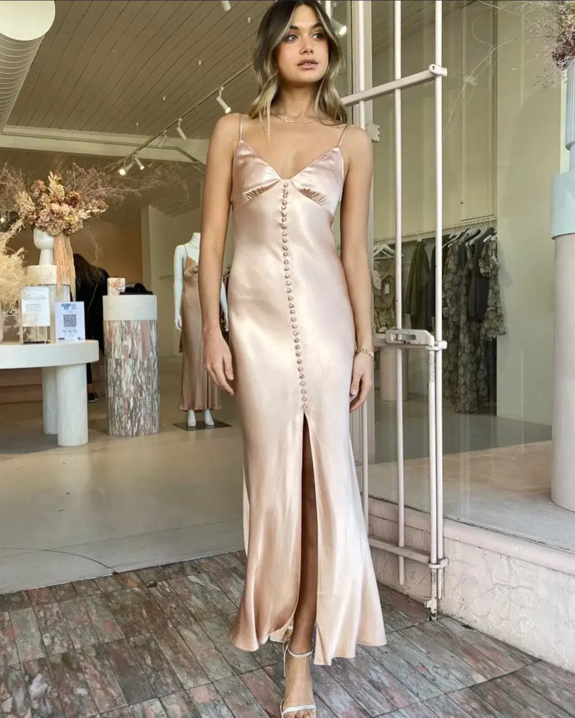 Shona Joy La Lune Bias Slip Dress in Dessert Rose Size 6 - Image 3