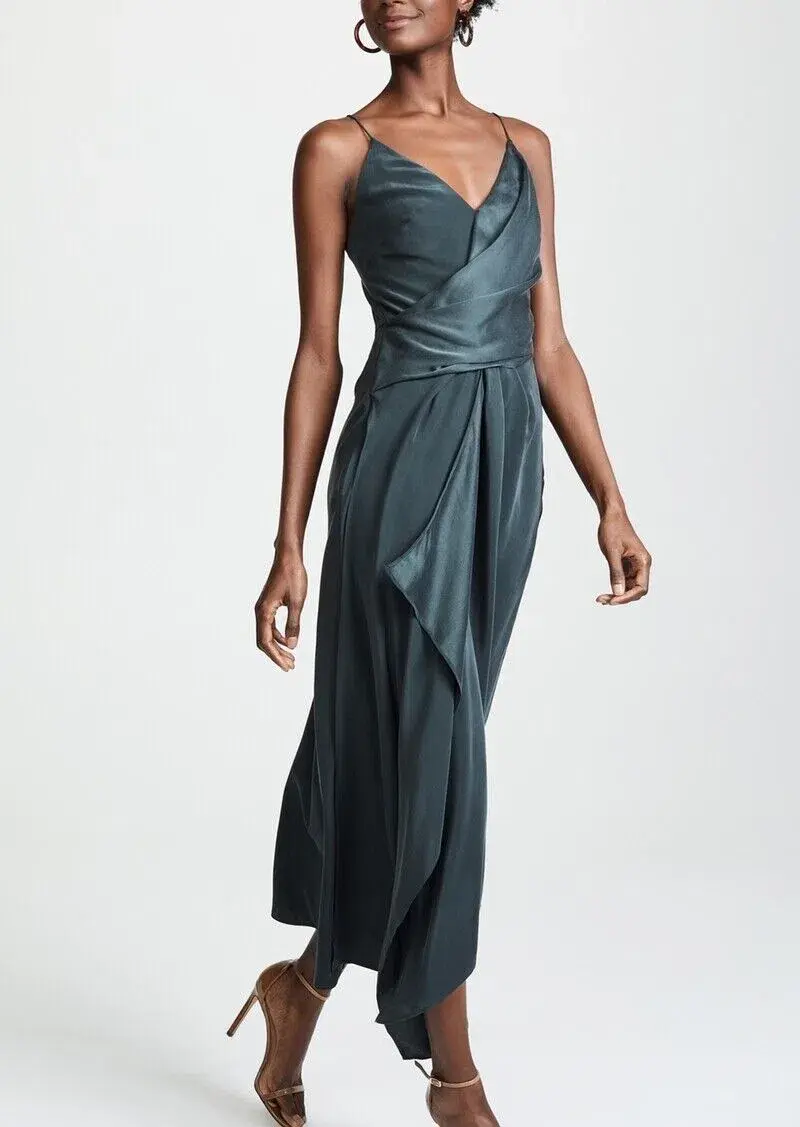 Acler Lucas Silk Dress in Dark Green Size 6 for rent on The Volte - main image