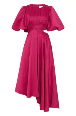 Aje Tidal Tucked Cut Out Midi Dress Fuchsia Size 8 / S for rent on The Volte - image 4