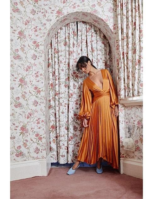 Acler Palms Dress Orange Size AU 10 - Image 3