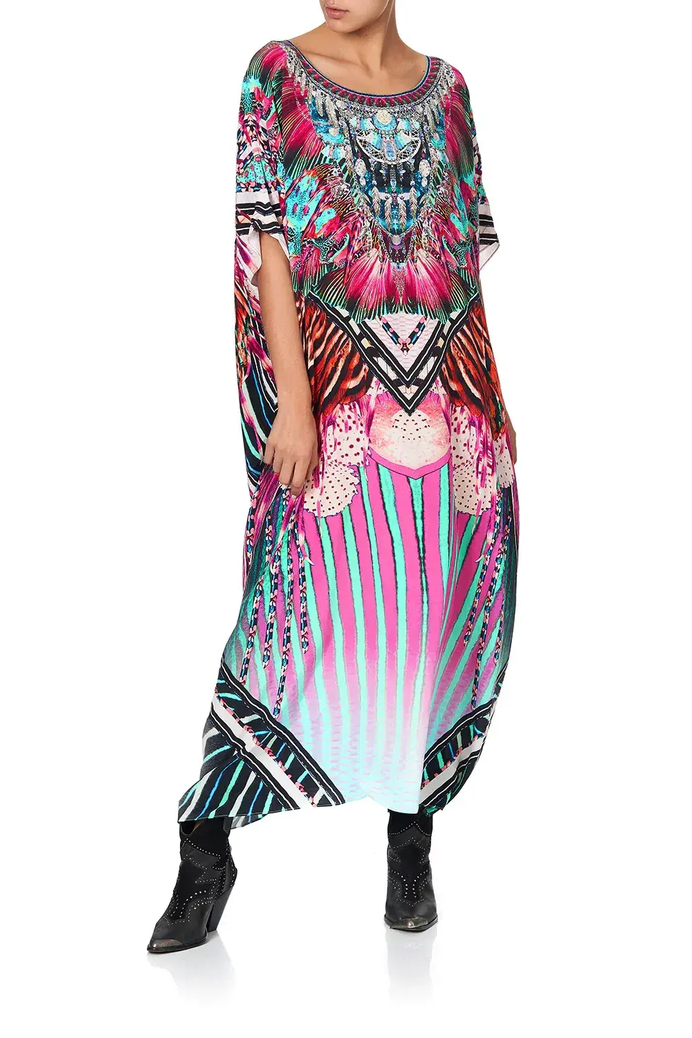 Camilla Rainbow Eyes Round Neck Kaftan One Size - Image 1