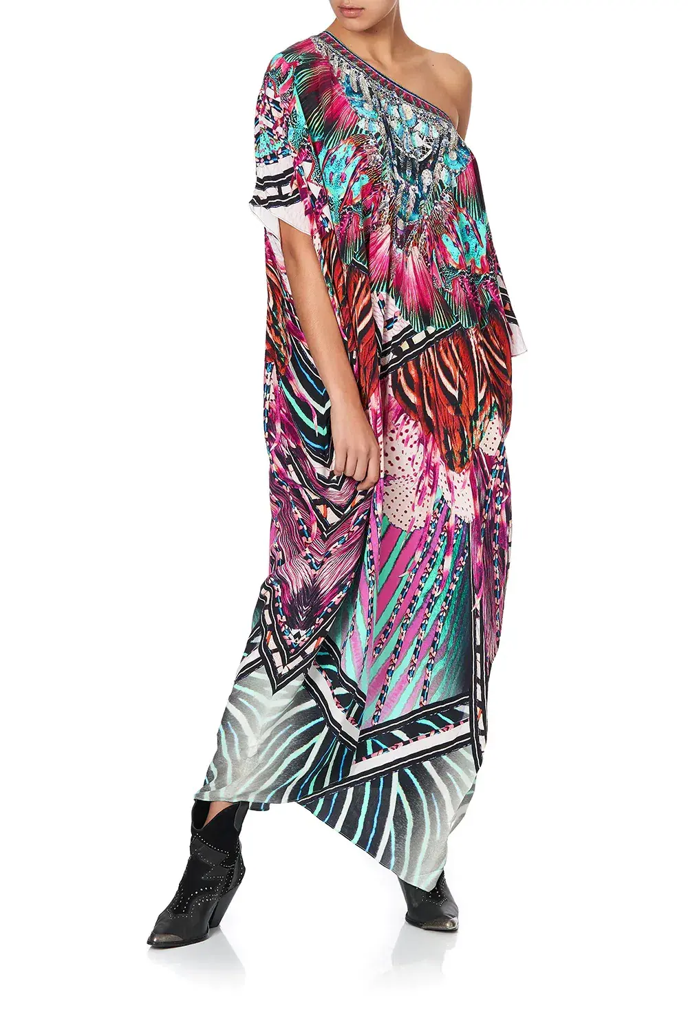 Camilla Rainbow Eyes Round Neck Kaftan One Size - Image 7