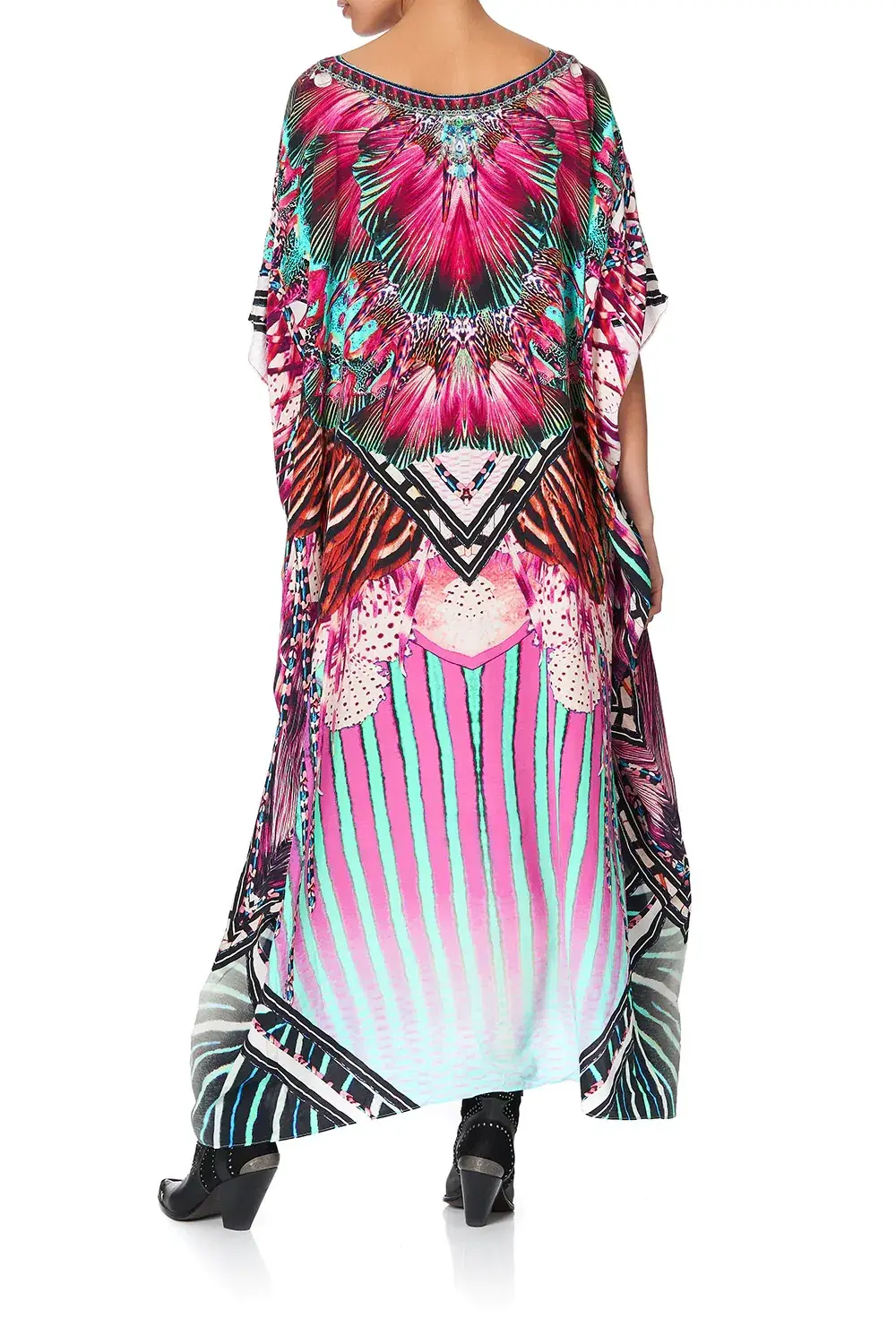 Camilla Rainbow Eyes Round Neck Kaftan One Size - Image 3