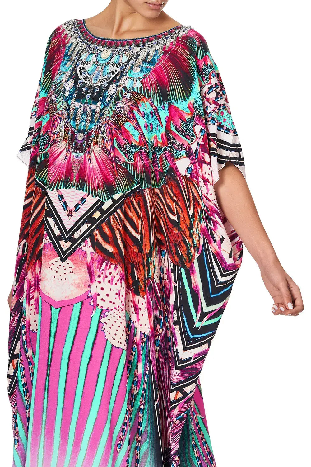 Camilla Rainbow Eyes Round Neck Kaftan One Size - Image 10