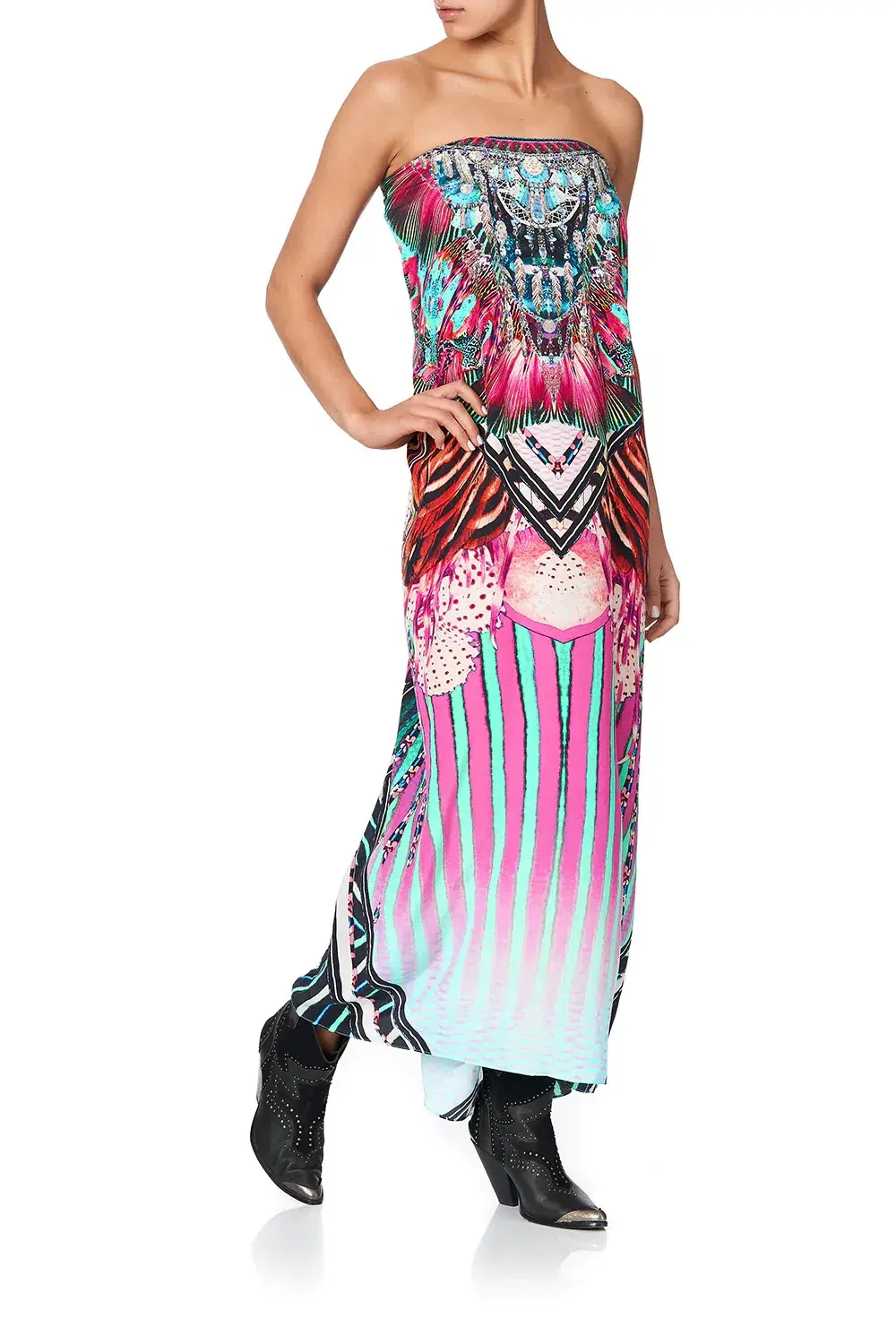 Camilla Rainbow Eyes Round Neck Kaftan One Size - Image 9