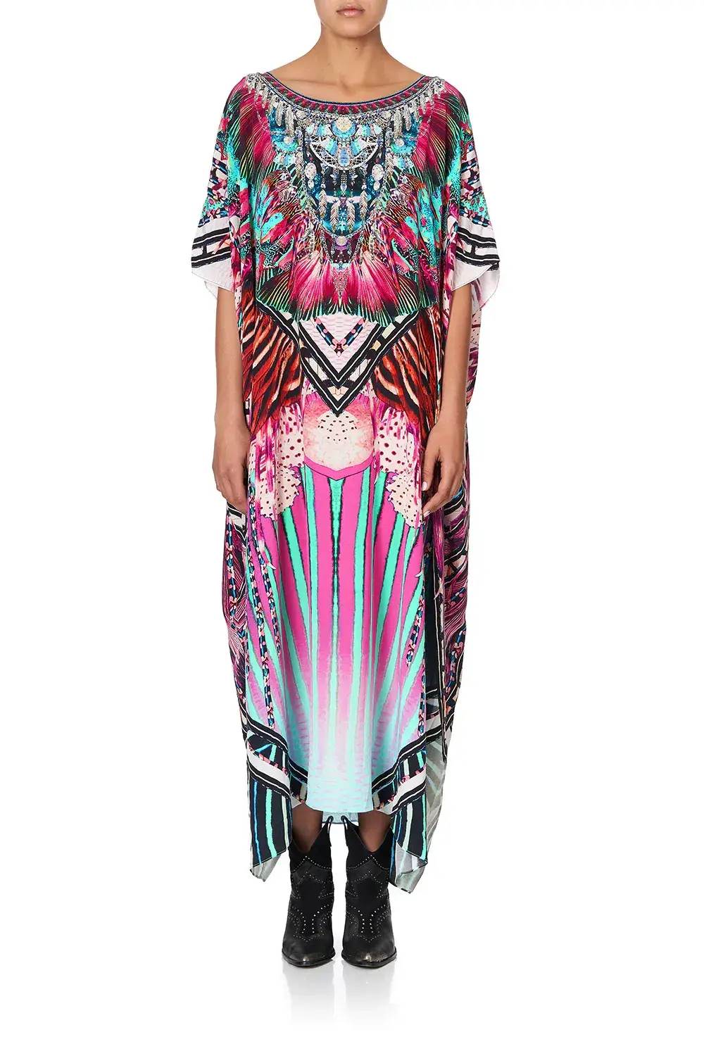 Camilla Rainbow Eyes Round Neck Kaftan One Size - Image 2