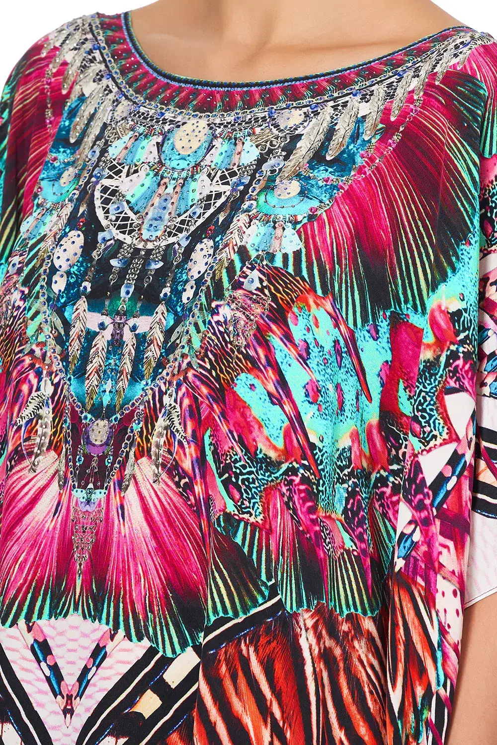 Camilla Rainbow Eyes Round Neck Kaftan One Size - Image 5