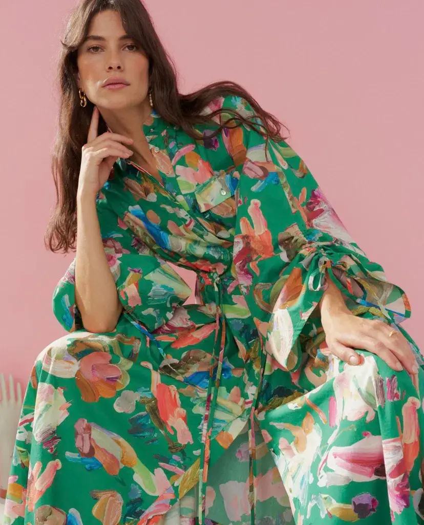 Alemais Arlo Shirt Dress Forrest Size 8 for rent on The Volte - main image