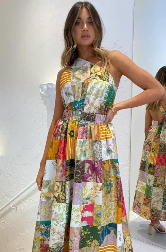 Alemais Hattie One Shoulder Midi Dress Multi Size 12 - Image 2