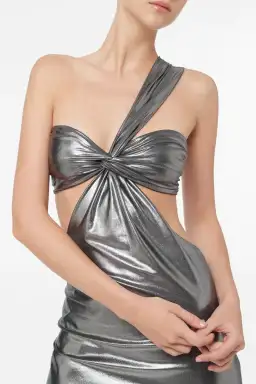 Manning Cartell Shes Super Sonic One Shoulder Dress Metallic Grey Size 8 for rent on The Volte - image 4
