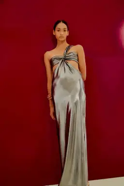 Manning Cartell Shes Super Sonic One Shoulder Dress Metallic Grey Size 8 for rent on The Volte - image 3