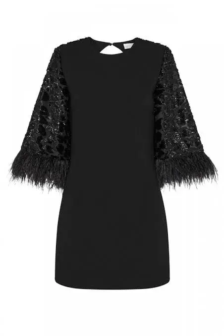Rebecca Vallance Aspen Cape Mini Dress Black Size 8 for rent on The Volte - main image