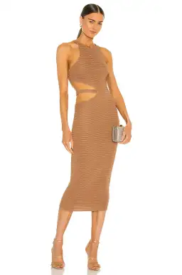 Michael Costello x REVOLVE Athena Midi Dress Brown Size 8