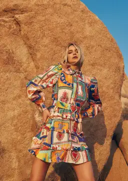 Kate Ford | Viatoris Layered Mini Dress Wayfarer Print Size 10 for rent on The Volte - image 1