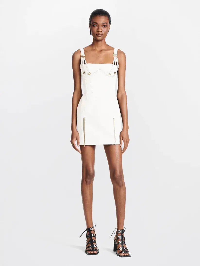 Dion Lee Fan Lace Mini Dress In White Size 8 for rent on The Volte - main image