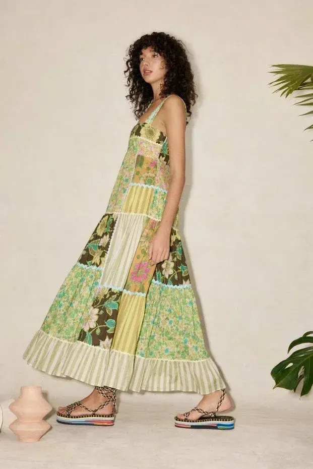 Alemais Winnie Spliced Midi Dress Multi Size AU 8 for rent on The Volte - main image