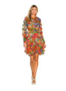 Zimmermann Riders Frill Mini Dress Mango Floral Orange Size 1 / AU 10 for rent on The Volte - image 1