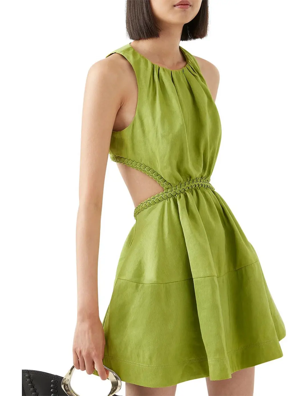 Aje Voyage Braided Cut Out Mini Dress Green Size AU 6 for rent on The Volte - main image