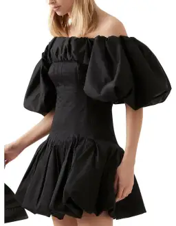Aje Arles Off Shoulder Mini Dress Black Size AU 6 for rent on The Volte - image 2