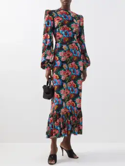 The Vampire’s Wife The Villanelle floral-print crepe dress Pink Size 14