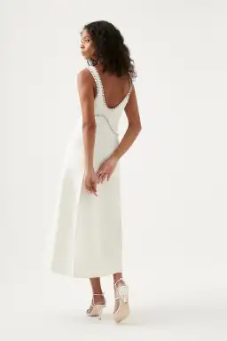 Aje Carve Abstract Knit Midi Dress White Size Small for rent on The Volte - image 2