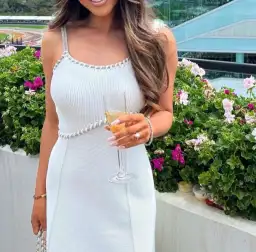 Aje Carve Abstract Knit Midi Dress White Size Small for rent on The Volte - image 3