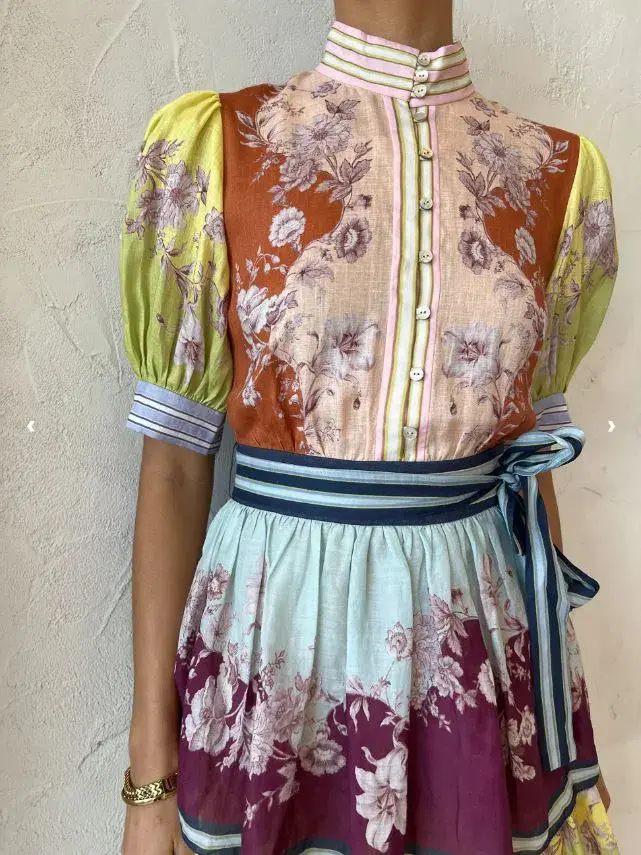 Alemais Marlow Frill Midi Dress in Mix Paisley Size AU 6 for rent on The Volte - main image