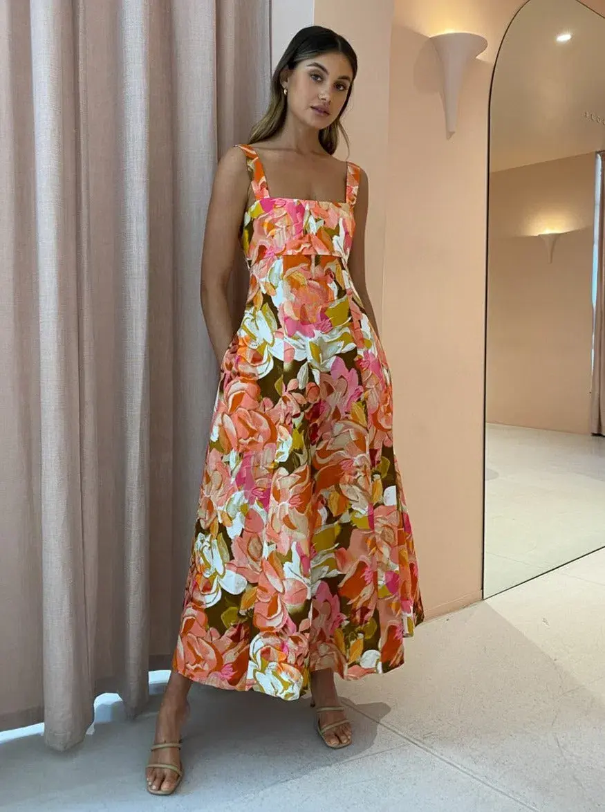 Acler Tate Midi Dress in Pink Bouquet Size 14 for rent on The Volte - main image