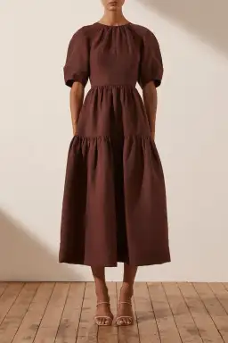 Shona Joy Marlene Open Back Midi Dress in Chocolate Size 10 / M for rent on The Volte - image 1