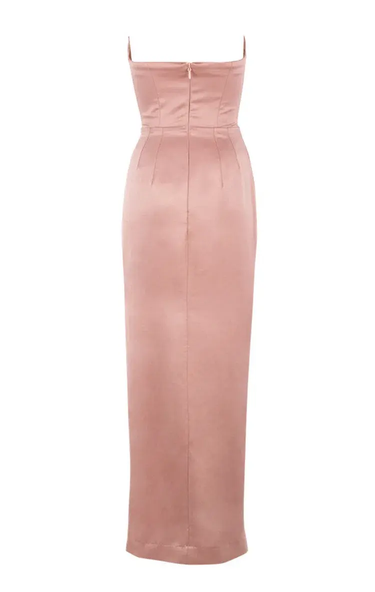 House of CB Adrienne Satin Strapless Gown Blush Size S / Au 8 for rent on The Volte - main image