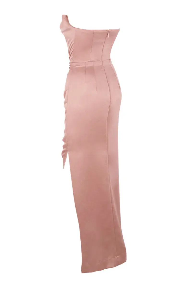 House of CB Adrienne Satin Strapless Gown Blush Size S / Au 8 for rent on The Volte - main image