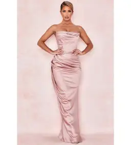 House of CB Adrienne Satin Strapless Gown Blush Size S / Au 8 for rent on The Volte - image 1