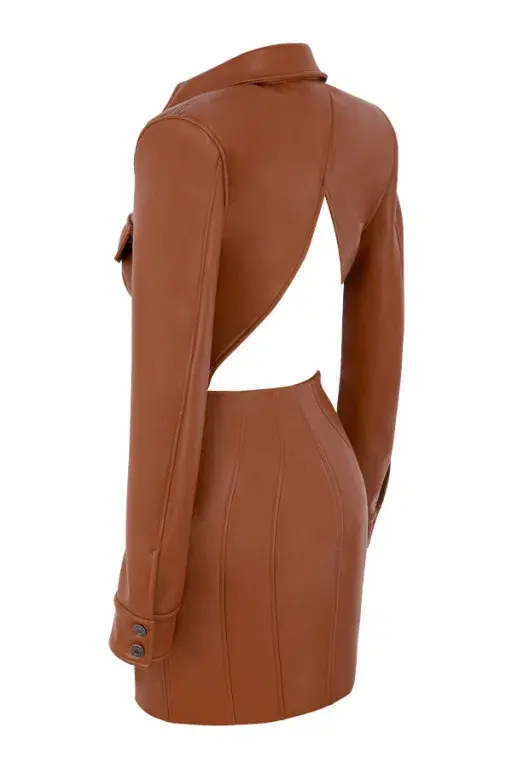 House of CB Crystal Backless Blazer Mini Dress Tan Size S / Au 8 for rent on The Volte - main image