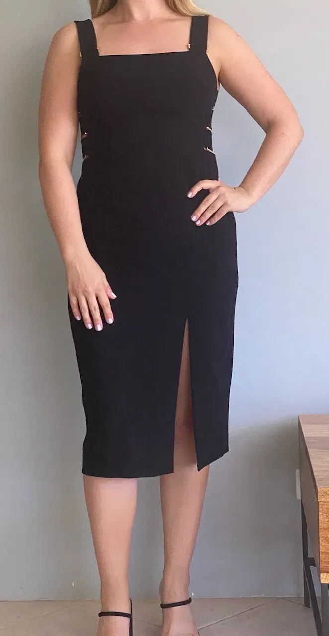 Zimmermann Stretch Crepe Buckle Dress Black Size 2 / AU 12 for rent on The Volte - main image