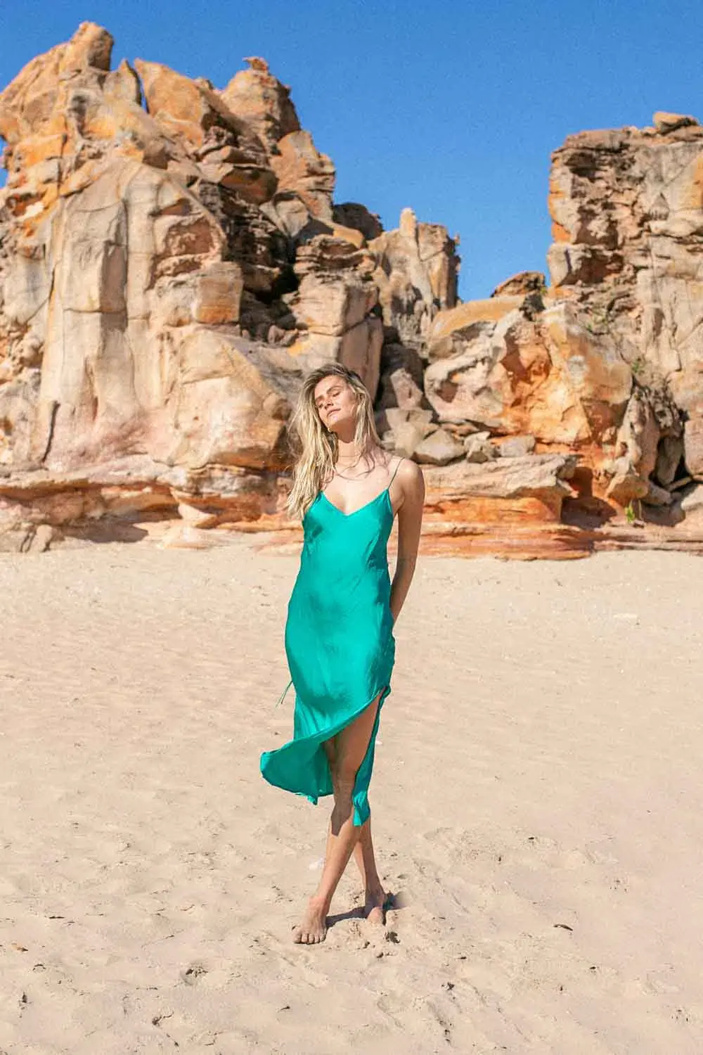 Turquoise Lane Slinky Slip Dress Green Size 10 / M for rent on The Volte - main image