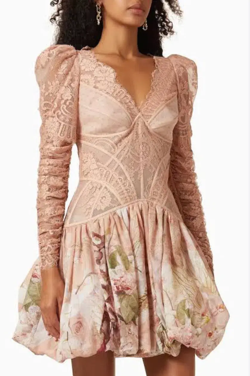 Zimmermann Dancer Lace Mini Dress Floral Size 1 / Au 10 for rent on The Volte - main image
