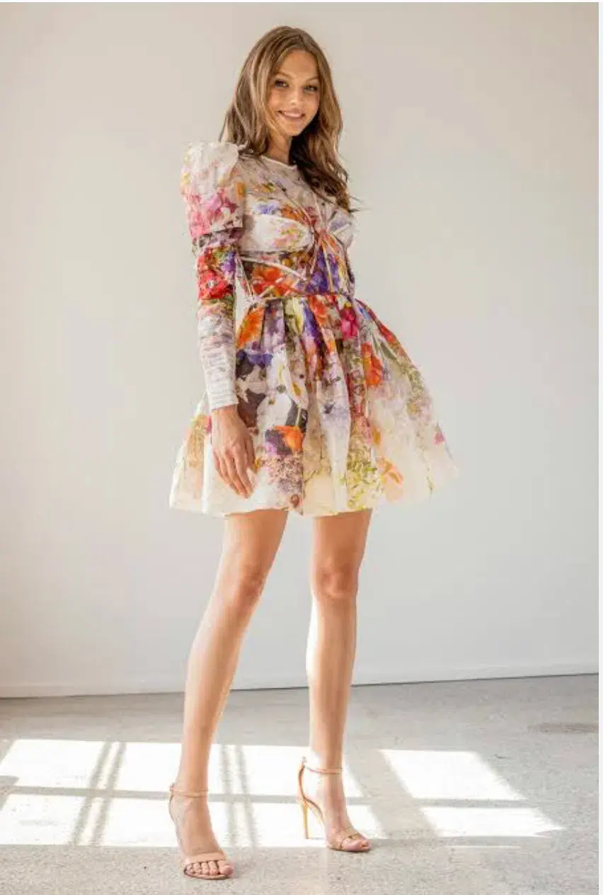 Zimmermann Prima Panelled Mini Dress Floral Size 1 / Au 10 for rent on The Volte - main image