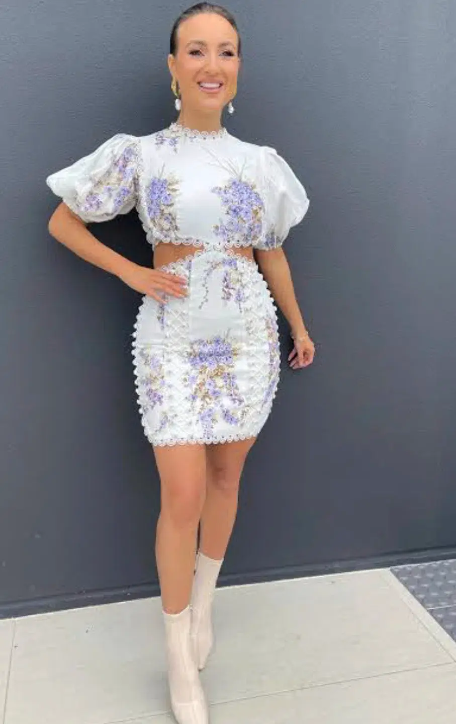 Zimmermann Jude Cut Out Mini Dress Floral Size 1 / Au 10 for rent on The Volte - main image