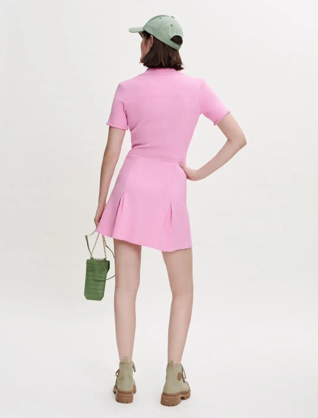 Maje Knit Mini Dress Pink Size 8 / S for rent on The Volte - main image