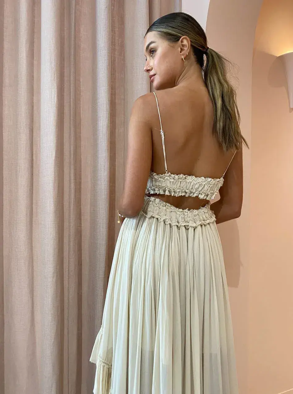 Magali Pascal Emiliana Midi Dress in Ivory Cream Size M / Au 10 for rent on The Volte - main image