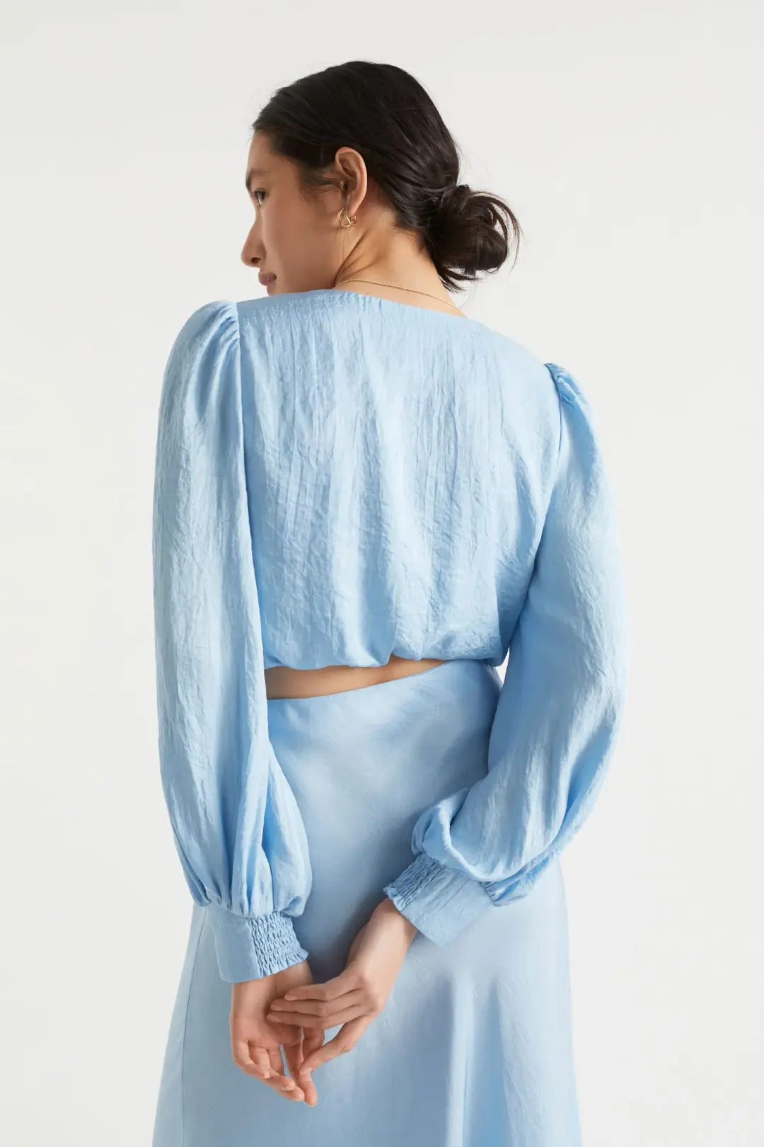 Seed Bluebell Satin Skirt and Twist Top Set Size 12 for rent on The Volte - main image