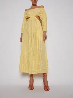Scanlan Theodore Gingham Maxi Cut Out Dress Yellow Size 10 for rent on The Volte - image 1