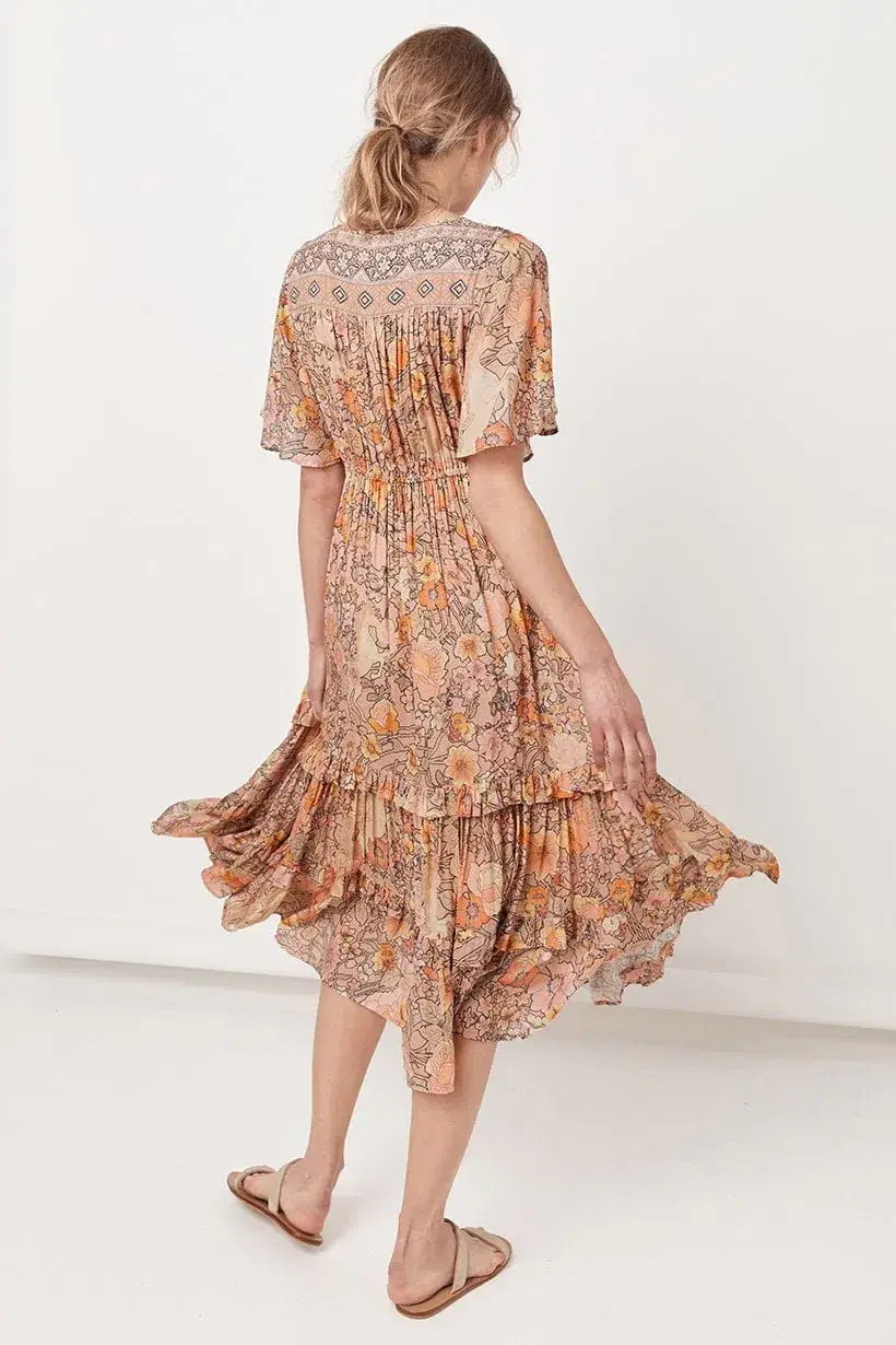 Spell & The Gypsy Amethyst Garden Party Dress Peach Size XS / AU 6 for rent on The Volte - main image