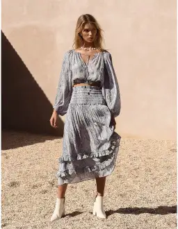 Steele Set Nile Blouse & Skirt Grey AU 8 for rent on The Volte - image 1